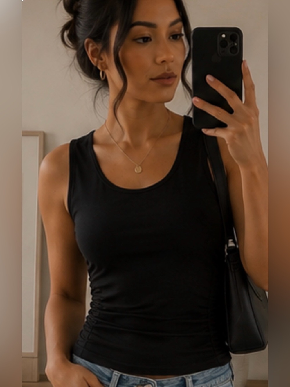 SHEIN Curve Black Ruched Tank Top – Size 1XL